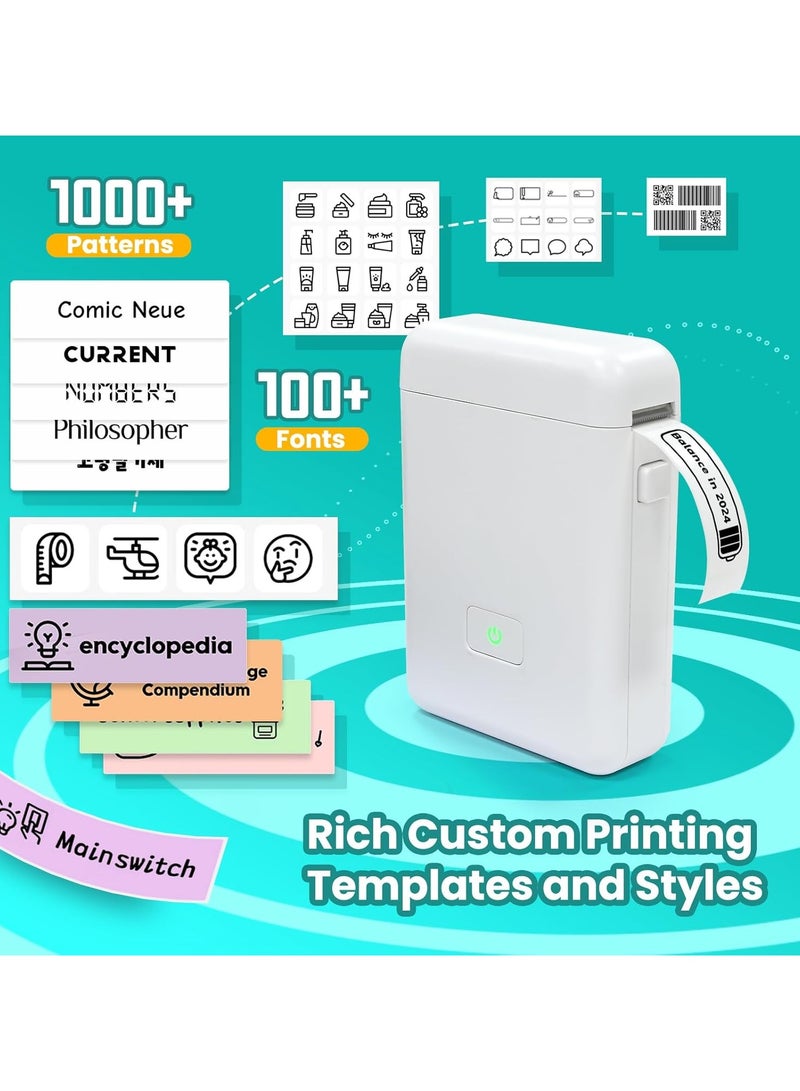 Smart Printer,Label Maker Machine with Tape, Portable Bluetooth Label Printer, Mini Sticker Printer with 0.59x1.18 Inches Labels for Storage, Shipping, Barcode, Mailing, Office, Home, Organizing - Image 3