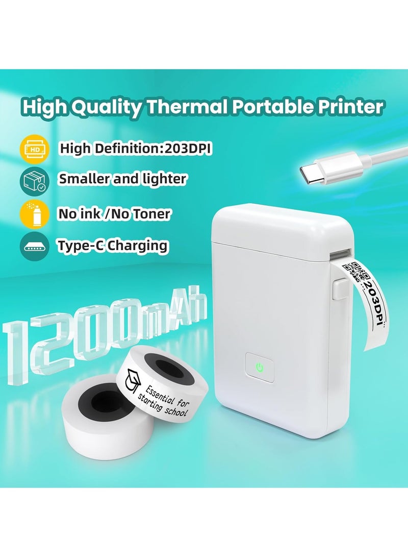 Smart Printer,Label Maker Machine with Tape, Portable Bluetooth Label Printer, Mini Sticker Printer with 0.59x1.18 Inches Labels for Storage, Shipping, Barcode, Mailing, Office, Home, Organizing - Image 4