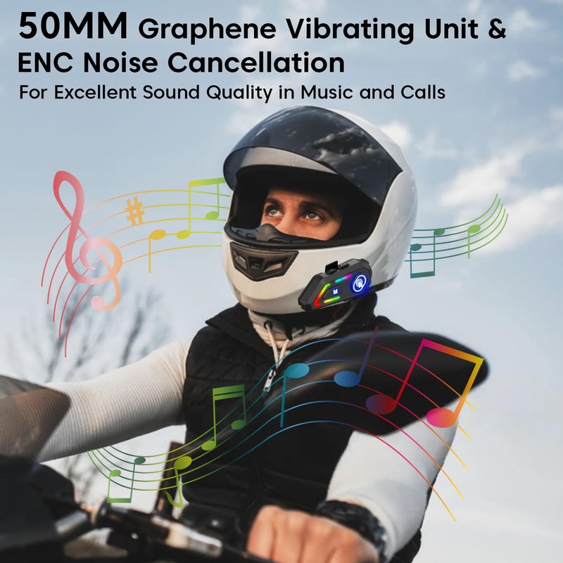 Sounce Jarvis Voyager Motorcycle Helmet Bluetooth Headset – Wireless On-Ear Helmet Speakers with Dual Phone Connection, GPS & Music Support, 800mAh Battery, IP67 Waterproof, Voice Control - Image 3