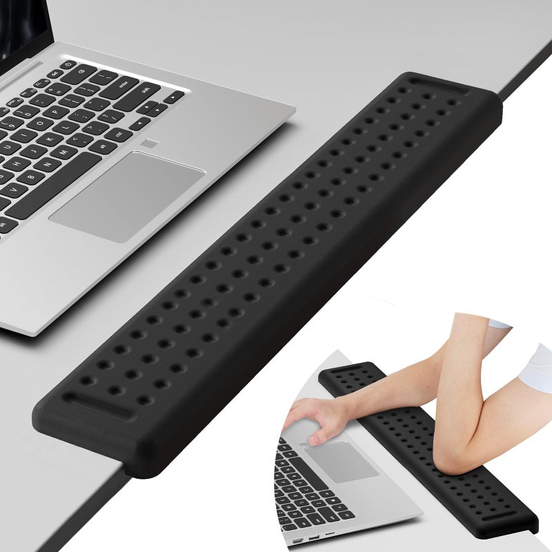 Leolee L-Shaped Desk Long Wrist Rest Elbow 60CM, Black Memory Foam Arm Rest for Desk with Non-Slip Base, Ergonomic Desk Edge Cushion, Wrist Support for Computer Keyboard, Typing, Office, Home - Image 1