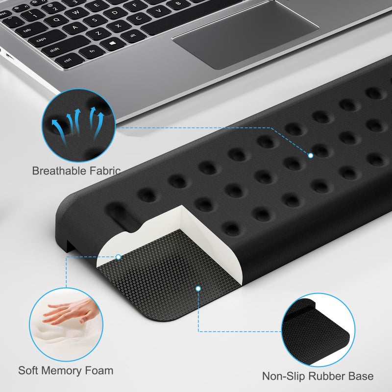 Leolee L-Shaped Desk Long Wrist Rest Elbow 60CM, Black Memory Foam Arm Rest for Desk with Non-Slip Base, Ergonomic Desk Edge Cushion, Wrist Support for Computer Keyboard, Typing, Office, Home - Image 4
