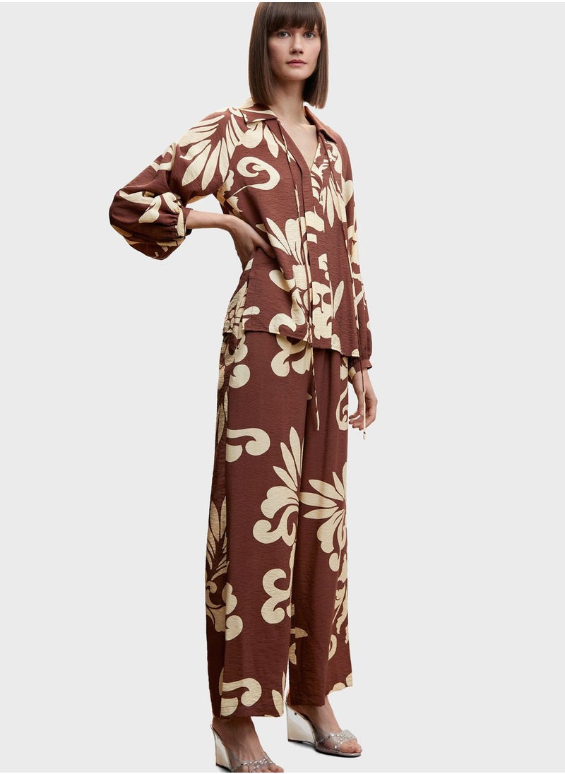 MANGO - Tie Detail Printed Top - Image 1