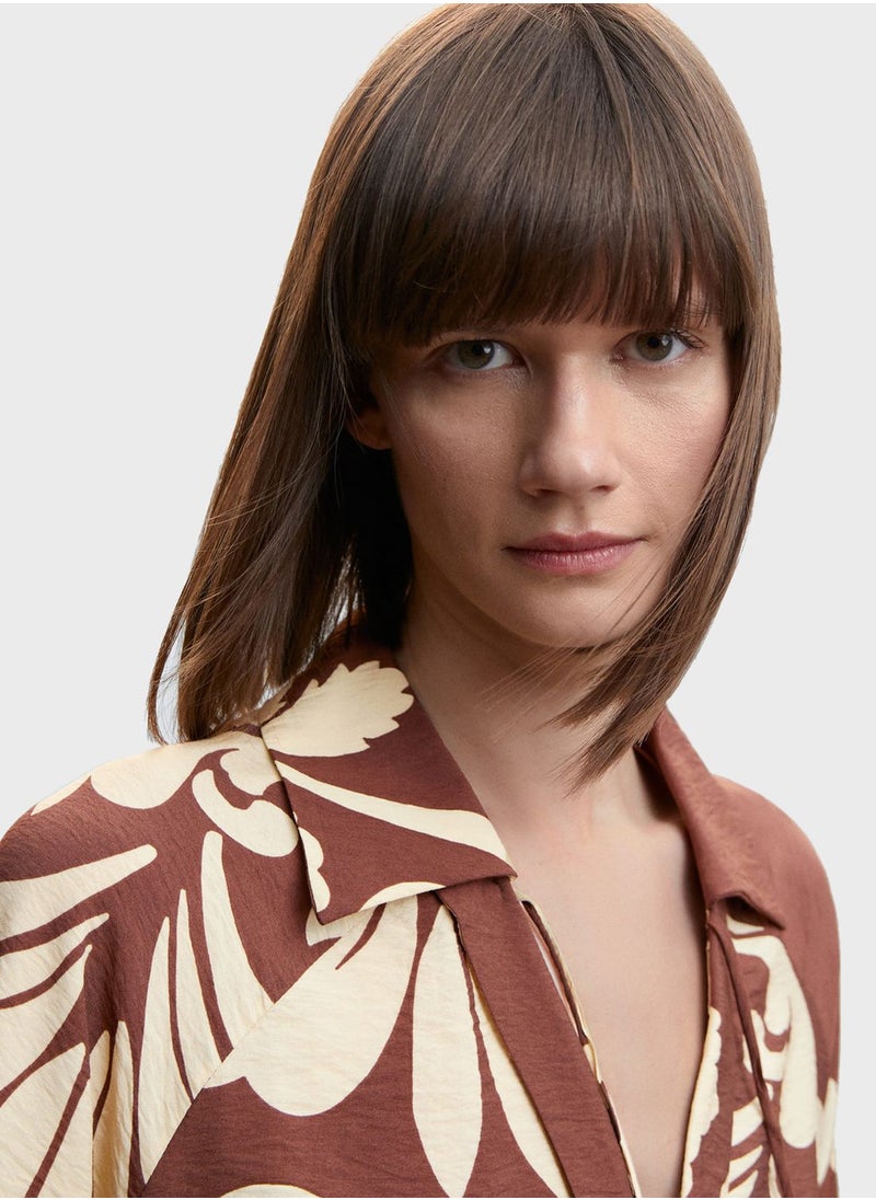 MANGO - Tie Detail Printed Top - Image 1