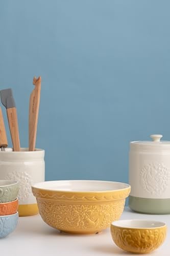 Mason Cash Home to Roost Mixing Bowl 21cm 11 Litre Earthenware Bowl with Embossed Hen Cockerel Design Ideal for Smaller Batches of Dough Pastry Cake Dishwasher Safe - Image 3