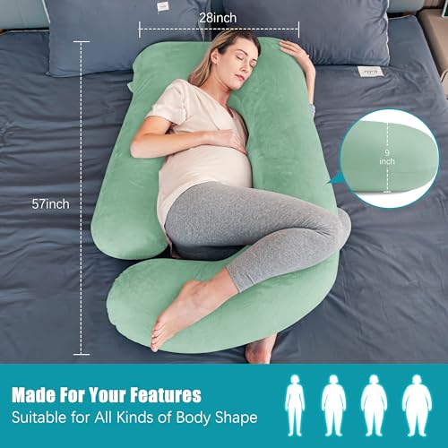 Cute Castle Pregnancy Pillows, Soft U-Shape Maternity Pillow with Removable Cover - Full Body Pillows for Adults Sleeping - Pregnancy Must Haves - Jumbo 57 Inch - Green - Image 3