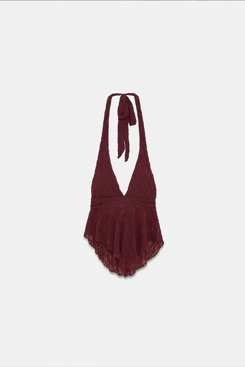 Dilvin Burgundy Red DILVIN Women’s Polyamide Elastane Blouse for Women | Best Price UAE