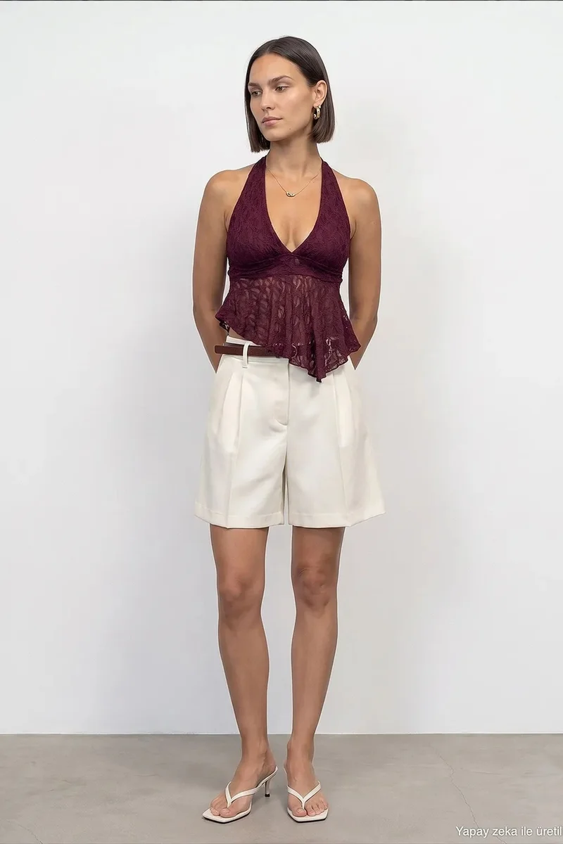 Dilvin Burgundy Red DILVIN Women’s Polyamide Elastane Blouse for Women | Best Price UAE