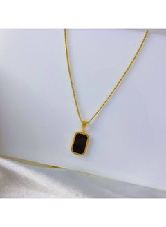 Generic Elegant gold necklace with a modern design featuring a rectangular black pendant framed in gold, giving you a luxurious look that combines simplicity and charm, perfect for all your daily and special occasions!  - Image 2