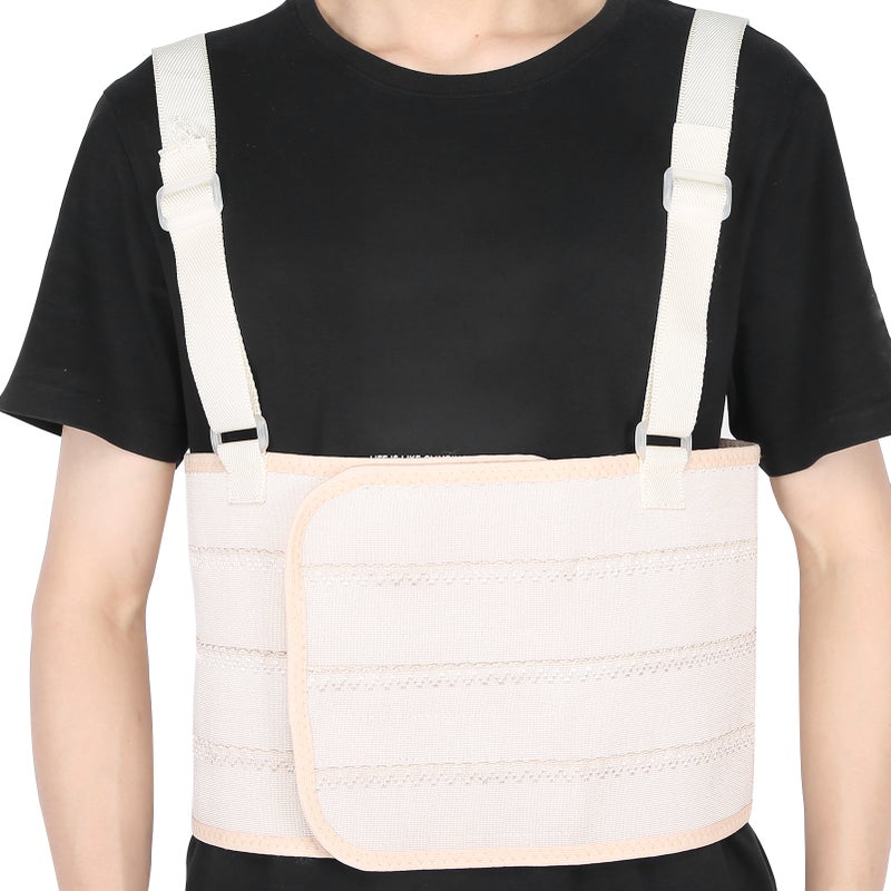 Rib Fracture Strap Adjustable Chest Support Brace Breathable Lumbar Protector Belt2XL - Image 1