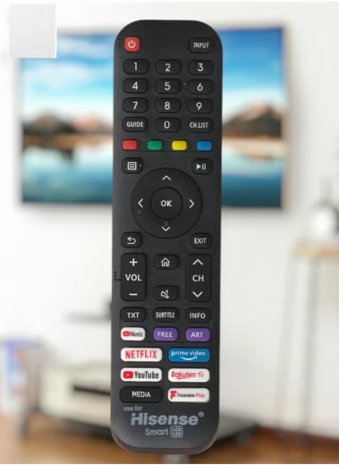 Hisense جهاز تحكم عن بُعد ذكي عالمي للتلفزيونات LED وLCD وPlasma، مع أزرار مخصصة لـ Netflix وPrime Video وYouTube وRakuten TV وFreeview Play - Image 1
