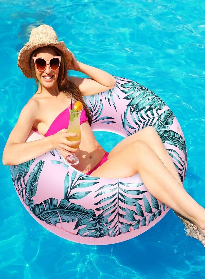 Silipull 2 Pcs Large Adult Float Tube 47.24 Inches Hawaii Inflatable Pool Ring Floats Single Sided Printing Inflatable Pool Tube Swimming Ring for Adults Summer Beach(Hawaii,Blue,Pink) - Image 5