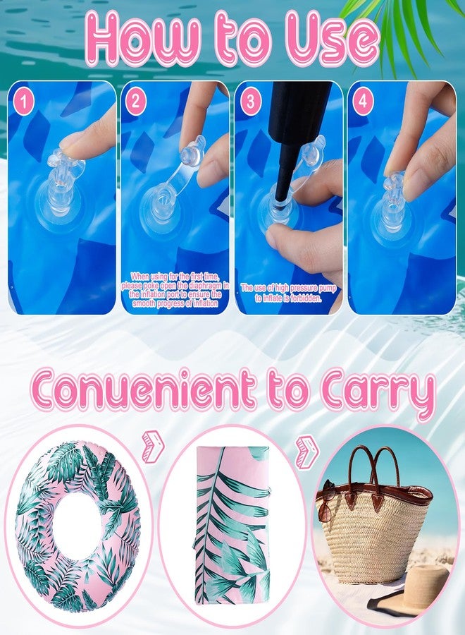 Silipull 2 Pcs Large Adult Float Tube 47.24 Inches Hawaii Inflatable Pool Ring Floats Single Sided Printing Inflatable Pool Tube Swimming Ring for Adults Summer Beach(Hawaii,Blue,Pink) - Image 4