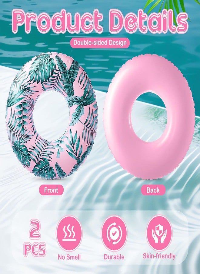 Silipull 2 Pcs Large Adult Float Tube 47.24 Inches Hawaii Inflatable Pool Ring Floats Single Sided Printing Inflatable Pool Tube Swimming Ring for Adults Summer Beach(Hawaii,Blue,Pink) - Image 3