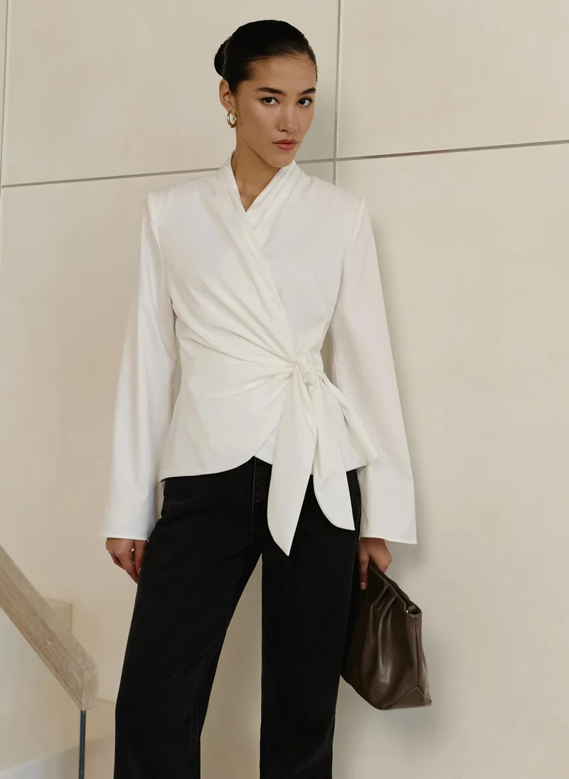 Lichi  Flared blouse with waist ribbons for Women | Best Price UAE