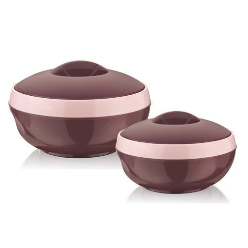 Asian Plastowares Sonic Inner Steel Casserole Set of 3 (1000ml & 1500ml) | Premium Insulated ISI-Certified Hotpot Combo | Elegant Serveware Gift Box | Brown - Image 1