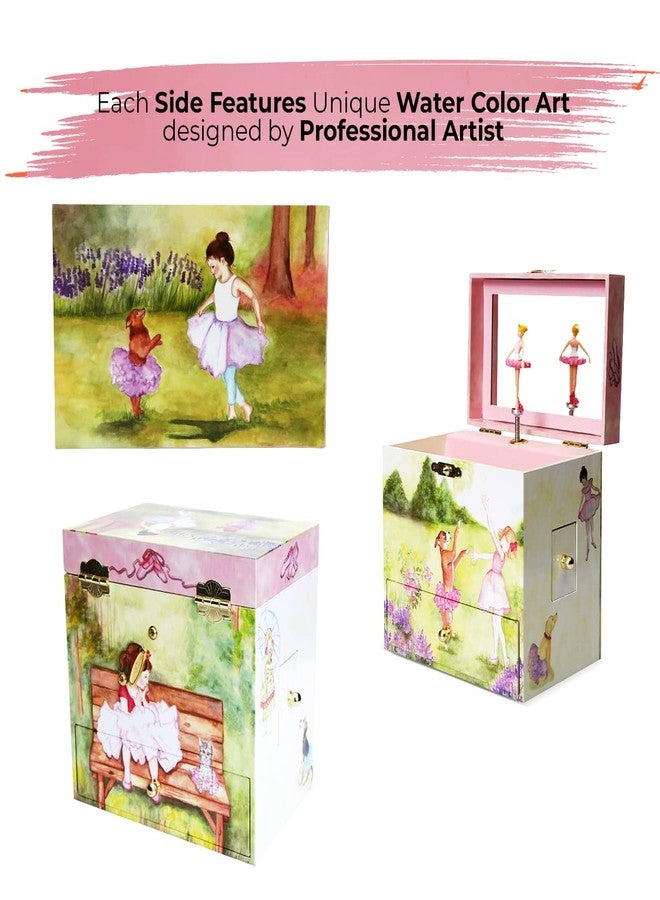 Enchantmints Ballerina Jewelry Box for Girls Two Time TuTu Ballerina Spins to Music 4 Pullout Drawers - Image 2