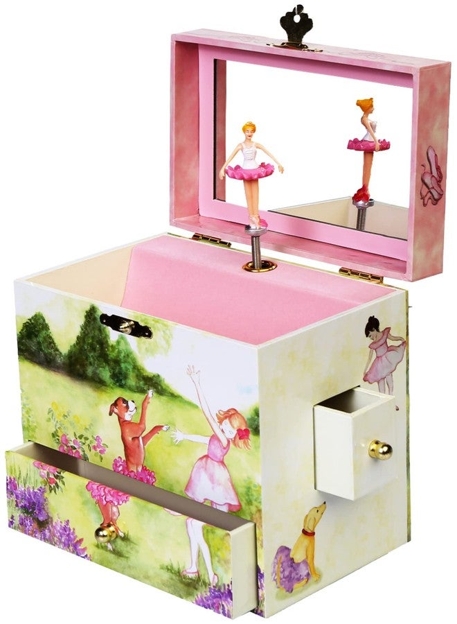 Enchantmints Ballerina Jewelry Box for Girls Two Time TuTu Ballerina Spins to Music 4 Pullout Drawers - Image 1