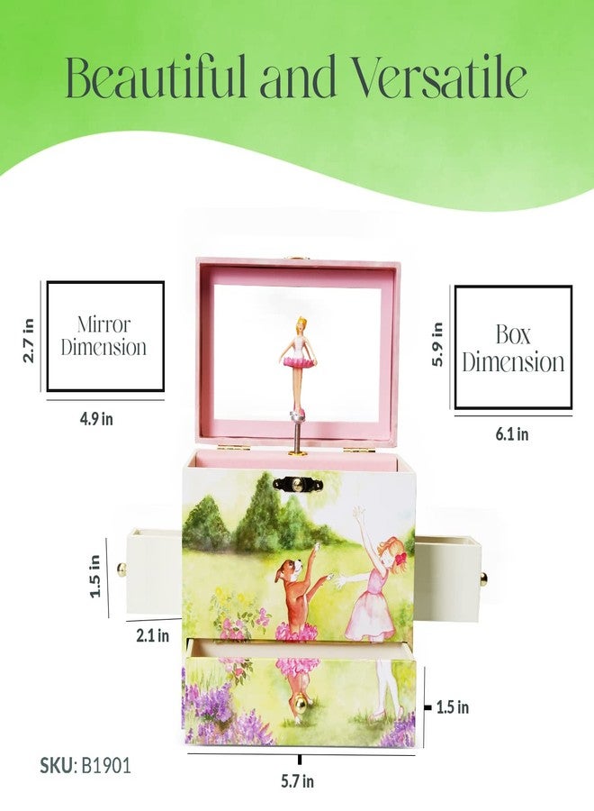 Enchantmints Ballerina Jewelry Box for Girls Two Time TuTu Ballerina Spins to Music 4 Pullout Drawers - Image 4
