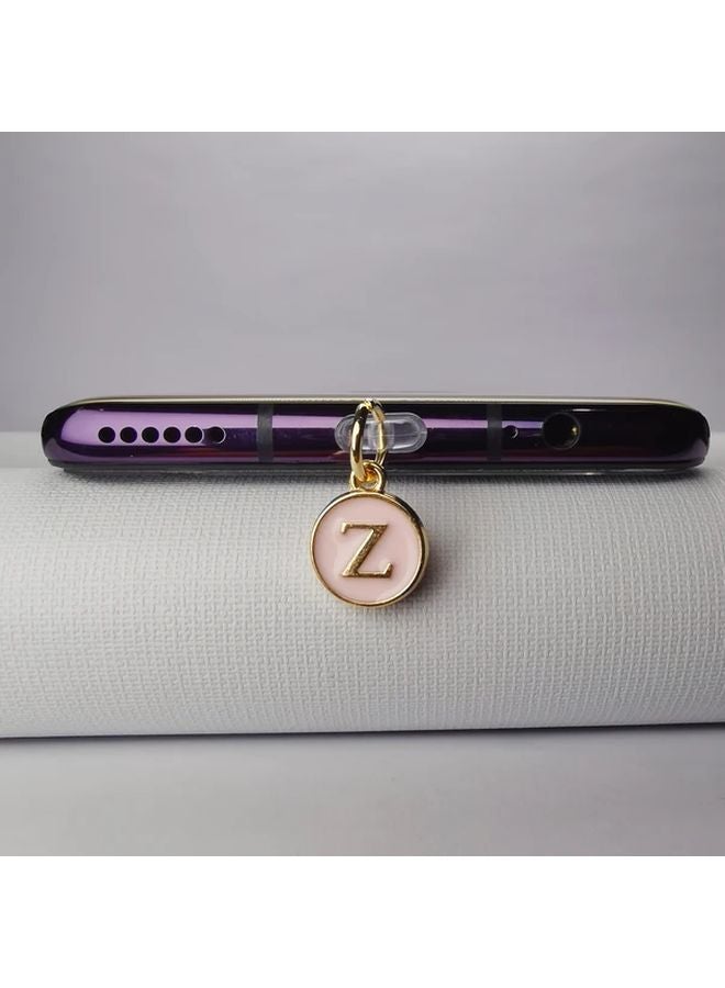 سدادة غبار من النوع C بمينا وردية وسحر بحرف Z هدية رومانسية للنساء - Image 1