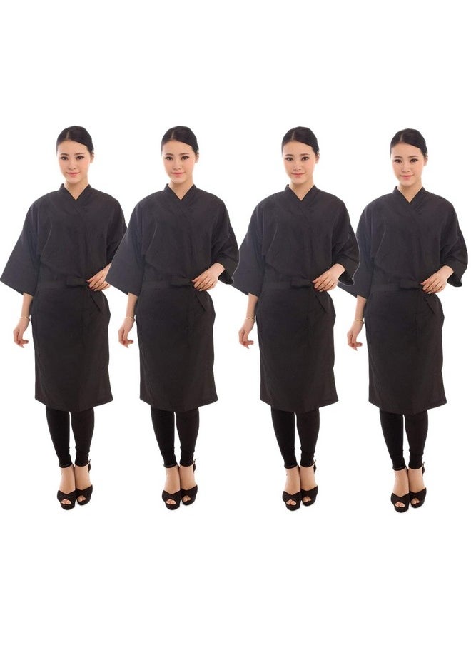Perfehair PERFEHAIR Salon Client Gown Robes Cape, Pack of 4, Hairdressing Gown Smock for Hair Stylist to Hair Cutting, Hair Coloring-Black  - Image 1