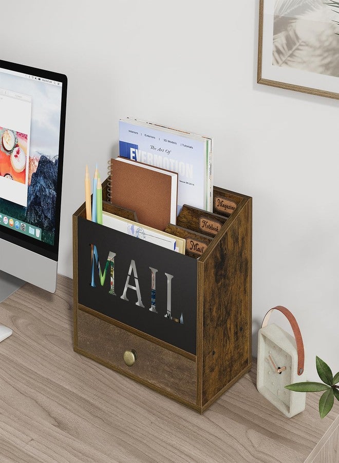 YINMIT Mail Organizer Countertop with 3 Compartments and Drawer, Mail Holder for Desk, Mail Sorter, Mail Organizer Wall Mounted, Countertop Desk Office Accessories Organizer for File Paper Folder - Image 4