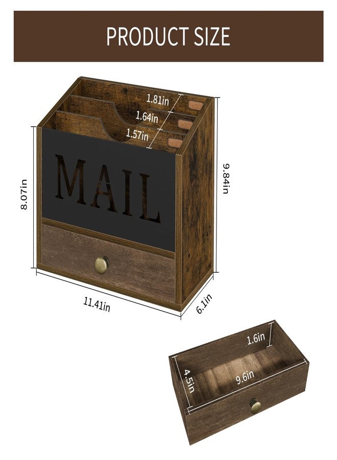 YINMIT Mail Organizer Countertop with 3 Compartments and Drawer, Mail Holder for Desk, Mail Sorter, Mail Organizer Wall Mounted, Countertop Desk Office Accessories Organizer for File Paper Folder - Image 3