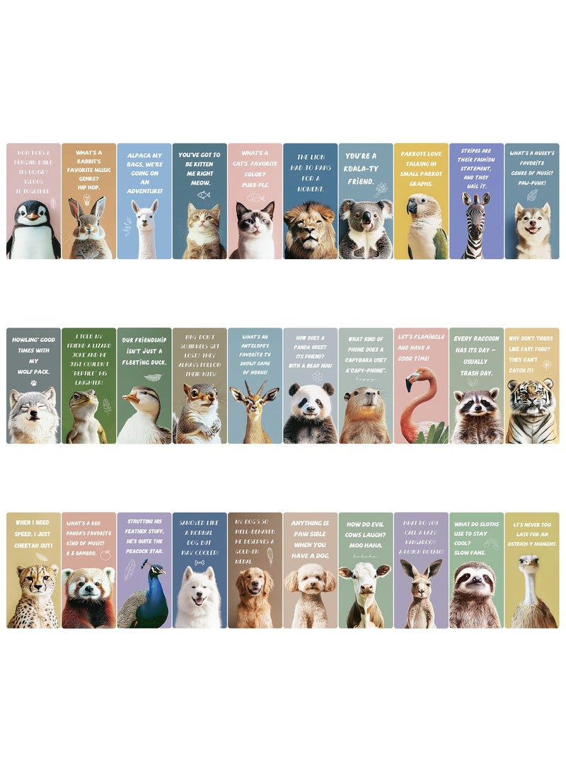 30 قطعة من علامات الكتب الورقية بموضوعات حيوانات لطيفة للبالغين والأطفال علامات كتب حيوانات فريدة للطلاب والمعلمين والمدرسة والمكتب المنزلي وعشاق القراءة - Image 1