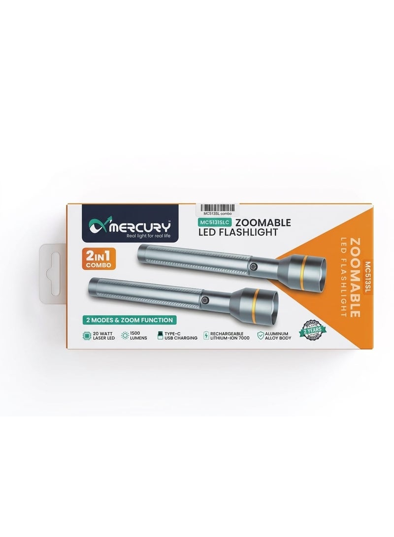 مصباح يدوي LED قابل للتكبير من ميركوري 2 في 1 MC5131SLCL