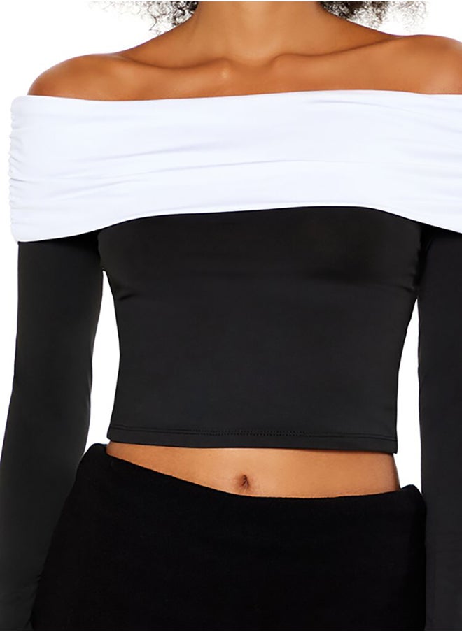 FOREVER 21 Colorblock Off-the-Shoulder Top  - Image 5