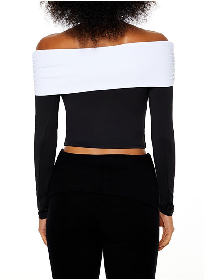 FOREVER 21 Colorblock Off-the-Shoulder Top  - Image 3