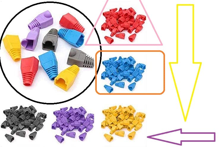 RIVER FOX® RJ45 Boot CAT6 CAT6E CAT5 CAT5E Ethernet Network Cable Strain Relief Boots Cable Cap Connector Plug Cover Mixed Colors,Pack of 50