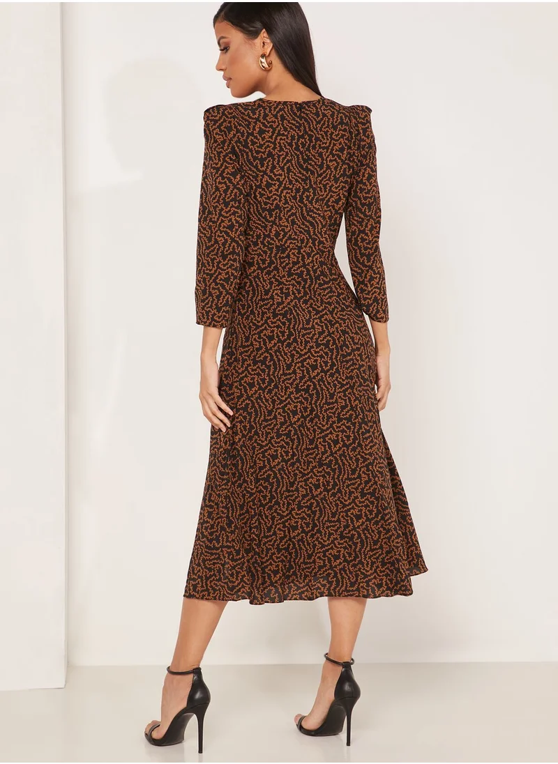 LK Bennett Gabrielle Printed Ruche Detail Dress