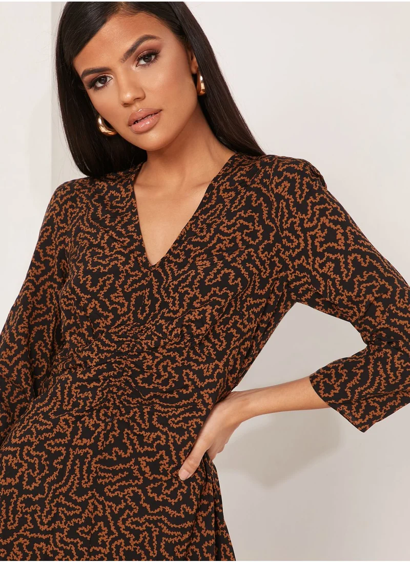LK Bennett Gabrielle Printed Ruche Detail Dress