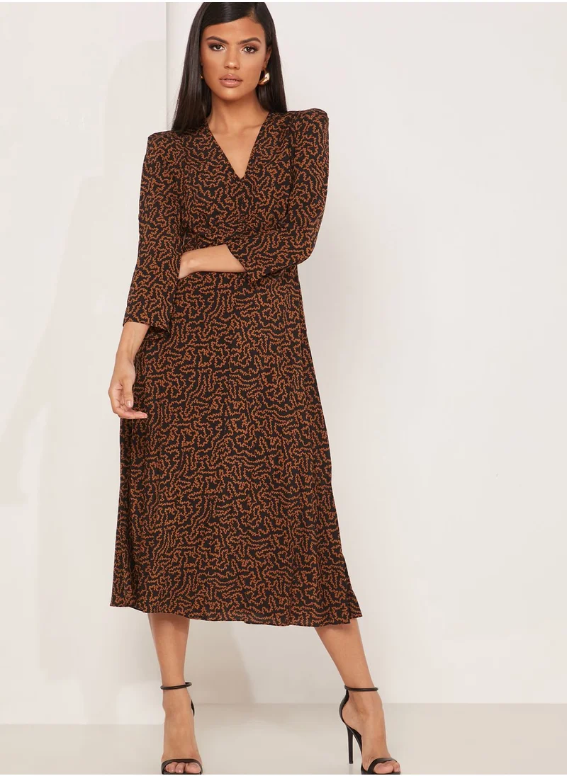 LK Bennett Gabrielle Printed Ruche Detail Dress