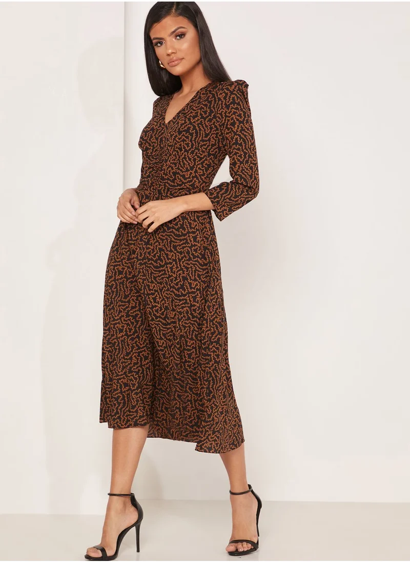 LK Bennett Gabrielle Printed Ruche Detail Dress
