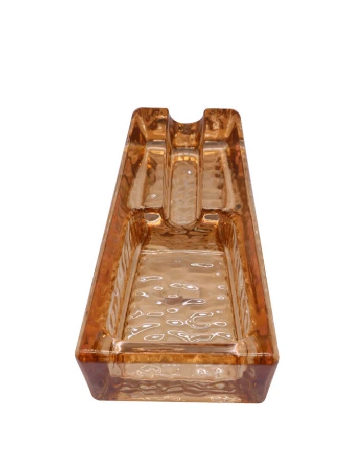 Hemingway Luxury Brown Crystal Glass Cigar Ashtray Heavy Duty Heat Resistant Desktop Ash Tray for Office Home Lounge and Gift - Image 4