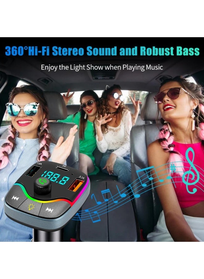 شاحن سيارة Modem Cat MCC-018 مزوّد بمنفذ Type-C ومنافذ USB وشاشة LED وإضاءة RGB – أسود - Image 4