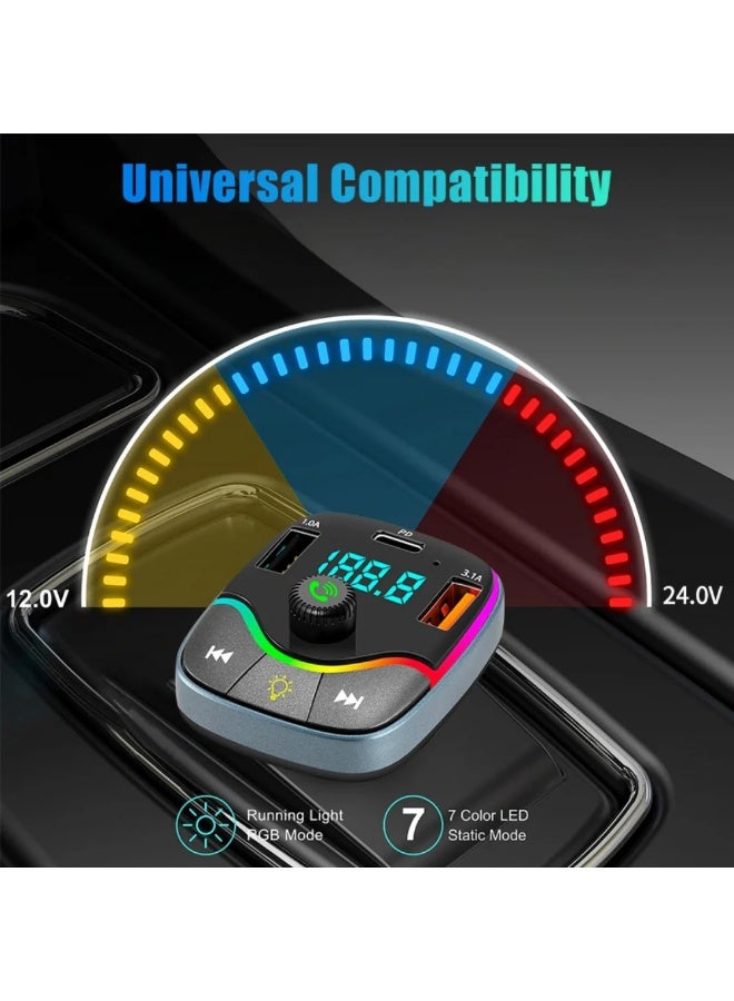 شاحن سيارة Modem Cat MCC-018 مزوّد بمنفذ Type-C ومنافذ USB وشاشة LED وإضاءة RGB – أسود - Image 5