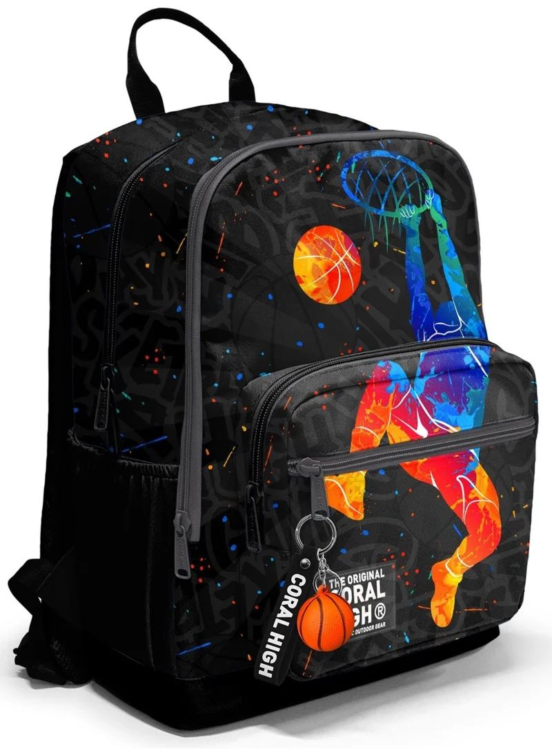 CORAL HIGH Gray Basketball Patterned School Backpack 23643