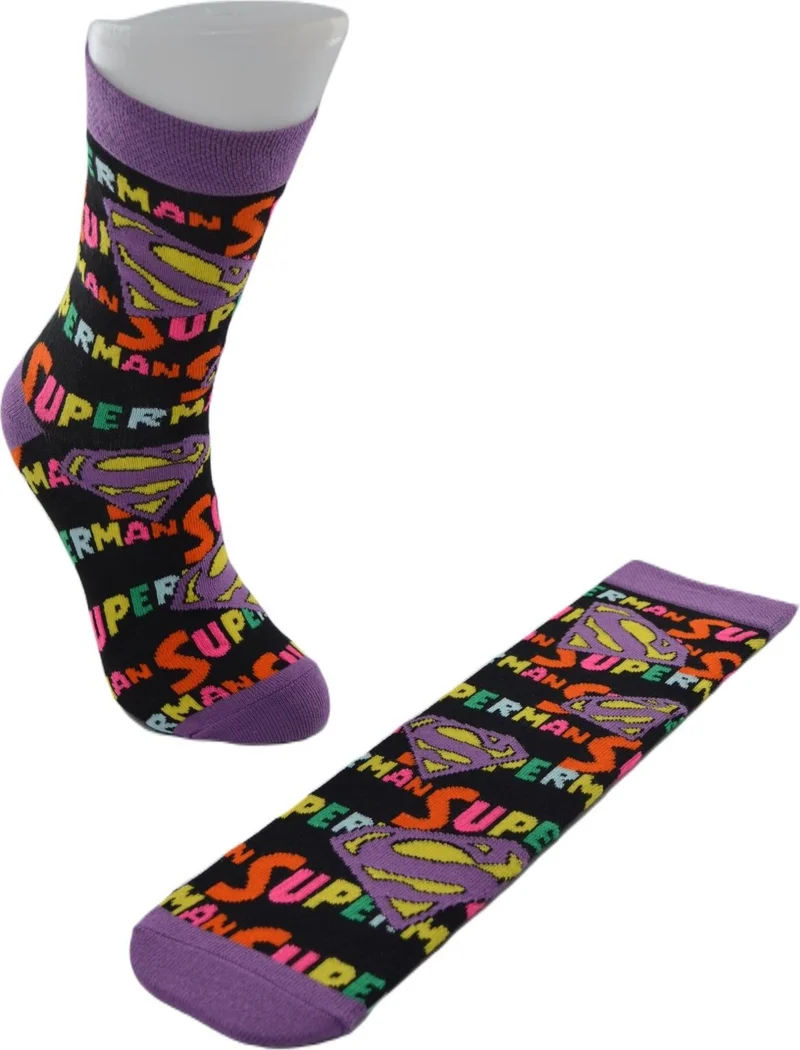 Dode Flora Women's Cartoon Supergirl Patterned Cotton Fun Comfortable Socks