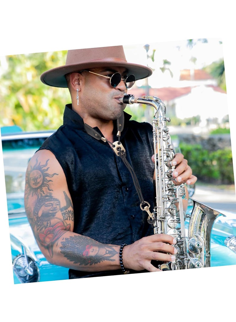 GGOOT 2pcs Saxophone strap saxophone accessories adjustable sax neck strap alto tenor shoulder belt sax harness strap sax leather strap instrument Metal shoulder rest child hanging neck Assorted - Image 4