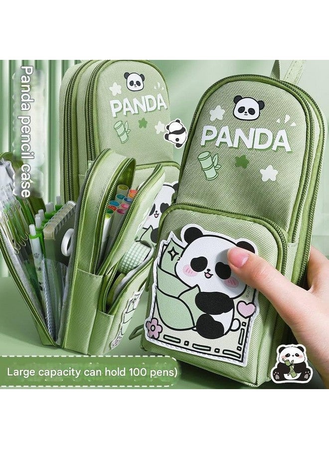 Tec Tavakkal TEC TAVAKKAL Premium Pencil Case Hang able 6 Layer with 3 Compartment Cute Aesthetic Pencil Case for Girls Large Capacity Pencil Pouch for Kids Stationary Gift for Kids (Panda Pencil Case Vertical) - Image 5