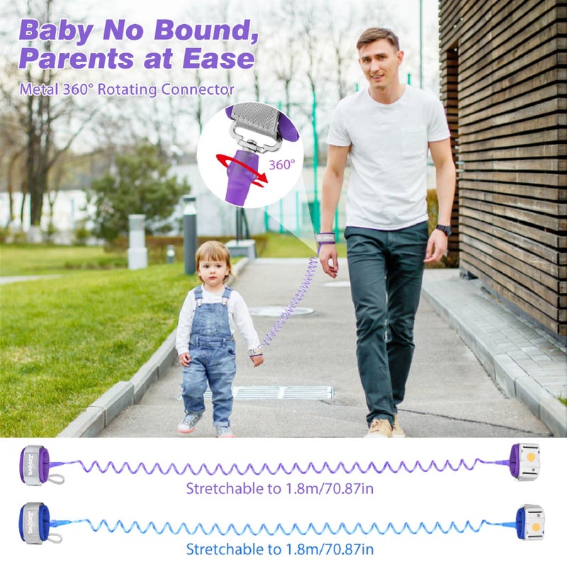 Zooawa Toddler Leash 2Pack, Toddler Kids Harness Anti Lost Wrist Link with Magnetic Lock, Reflective Safety Walking Harness Wristband Leashes for 2,3,4 Years Old Boys Girls, Dark Blue+Dark Purple - Image 4