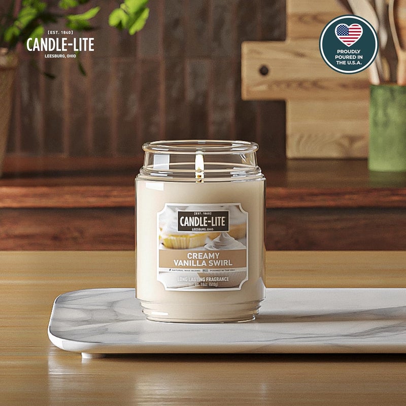CANDLE-LITE Scented Candles, Creamy Vanilla Swirl Fragrance, One 18 oz. Single-Wick Aromatherapy Candle with 110 Hours of Burn Time, Off-White Color (Individual Box) - Image 2