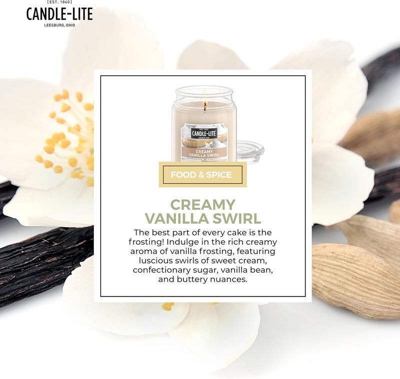 CANDLE-LITE Scented Candles, Creamy Vanilla Swirl Fragrance, One 18 oz. Single-Wick Aromatherapy Candle with 110 Hours of Burn Time, Off-White Color (Individual Box) - Image 5