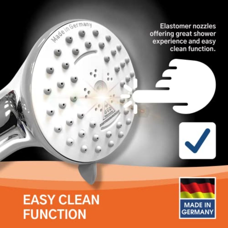 Handshower Set Dolphin for bathroom use, stainless steel and ABS plastic, chrome finish, 3-way adjustable spray with flexible hose and wall-mounted holder - Image 4