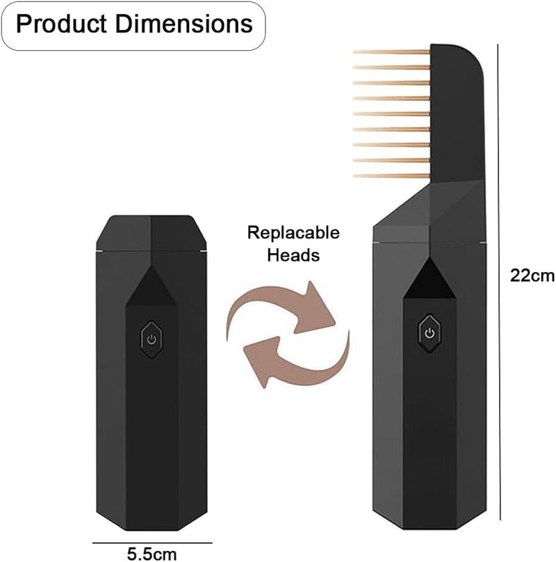 مشط شعر HEXAR 2 في 1 مع موقد كهربائي للبخور، من نوع USB-C، مخصص للنساء، قابل لإعادة الشحن وسهل الحمل. - Image 2