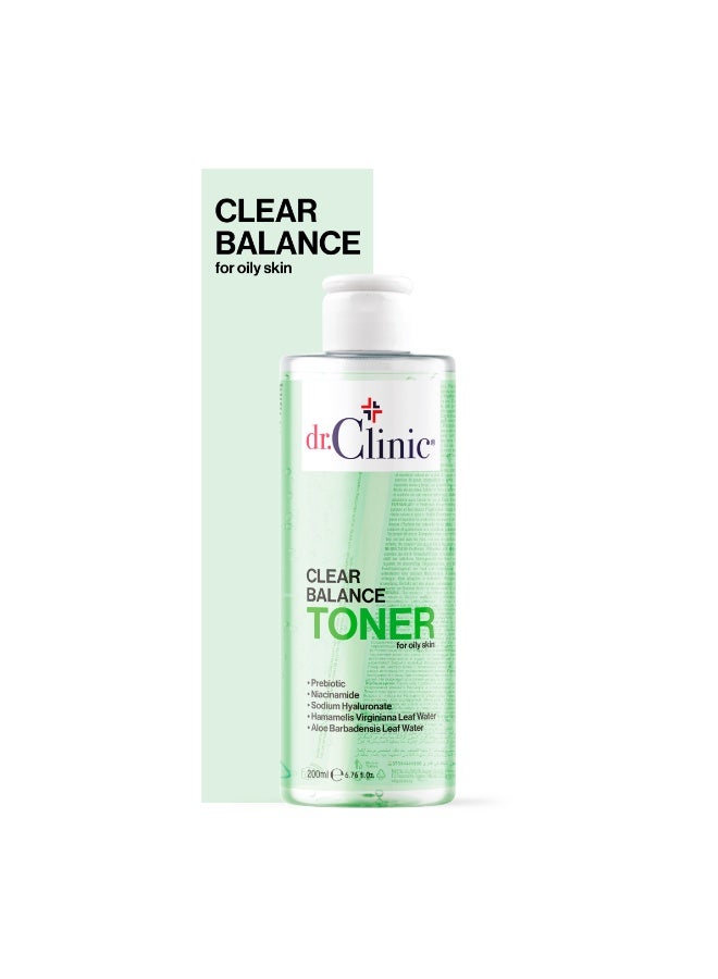 dr.Clinic DR. CLINIC | Prebiotic Toner Clear Balance | Oil-Control & Pore-Tightening Facial Tonic | Enriched with Niacinamide, Aloe Vera & Prebiotics | For Oily Skin | 200 ml - Image 3