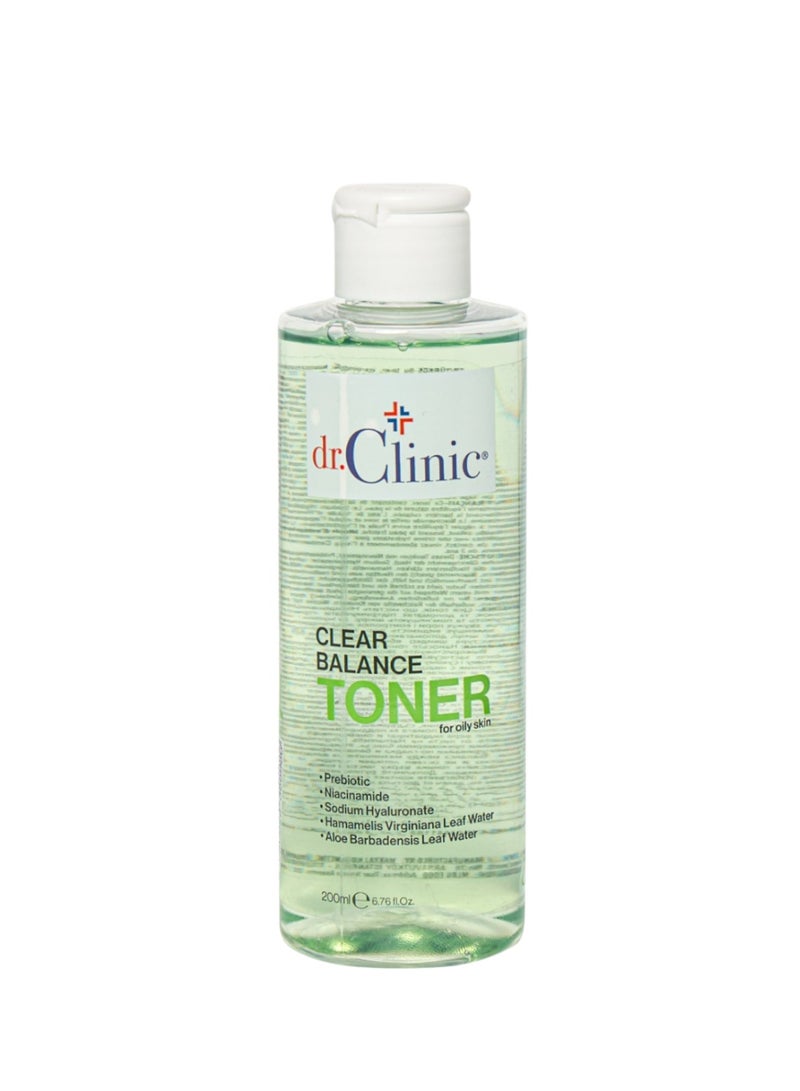 dr.Clinic DR. CLINIC | Prebiotic Toner Clear Balance | Oil-Control & Pore-Tightening Facial Tonic | Enriched with Niacinamide, Aloe Vera & Prebiotics | For Oily Skin | 200 ml - Image 1