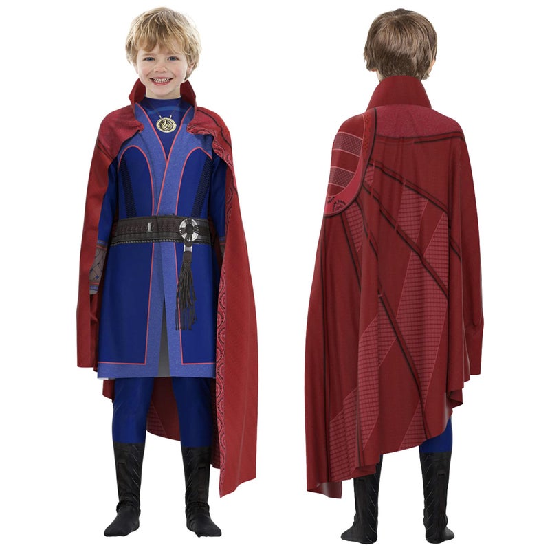 SINSEN Kids Dr.Strange Cosplay Costume Doctor Superhero Jumpsuit Cloak Halloween Party Carnival Outfits for Boys (120 (height for 45-49 inches)) - Image 1